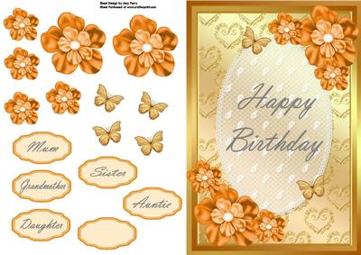 Happy Birthday in Gold Oval Frame