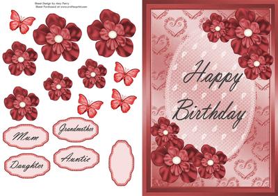 Happy Birthday in Red Oval Frame