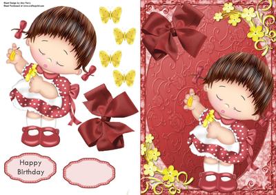 Lovely Little Brunette Girl in Red Polka Dot Dress