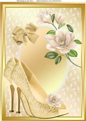 Beautiful Gold Shoe's & Cream Flowers A4