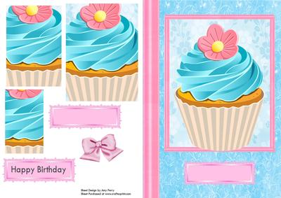 Lovely Pink & Blue Cupcake Small Pyramid