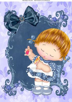 Lovely Little Girl in Blue Polka Dot Dress A$