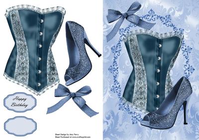 Lovely Dark Blue Corset with Dark Blue Shoe