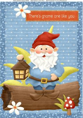 Lovely Little Gnome Sat on a Log A4