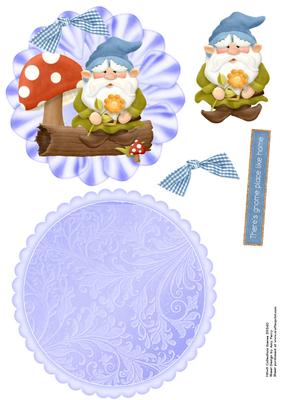 Lovely Blue Gnome Rocker/wobble Card