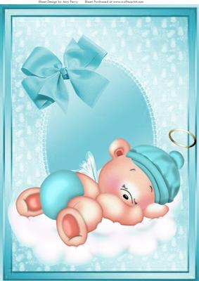 Lovely Angel Baby Boy on Cloud A4