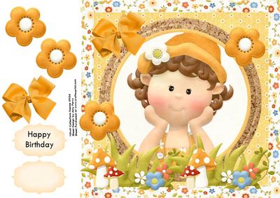 Little Girl with Orange Hat 8x8