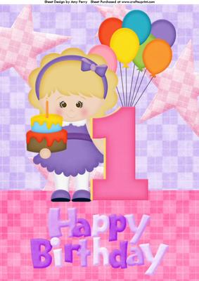Happy 1st Birthday Girl A4