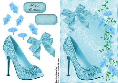 Lovely Blue Shoe with Trailing Flowers