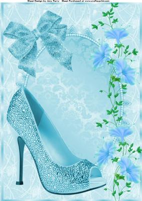 Lovely Blue Shoe with Trailing Flowers A4