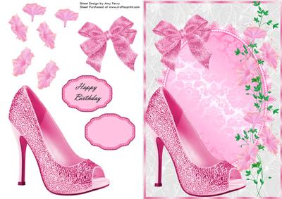 Lovely Pink Shoe's with Trailing Flowers
