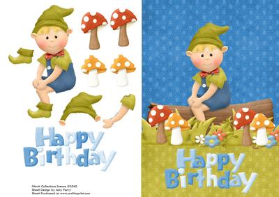Lovely Little Boy Gnome on a Log