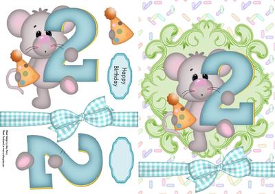 Lovely Mouse with Large Number 2