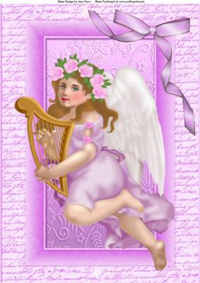 Lovely Cherub with Lilac Dress A4