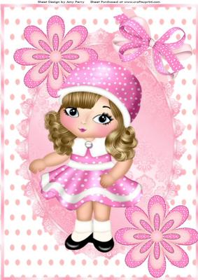 Lovely Little Girl with Pink & White Polka Dot Dress A4
