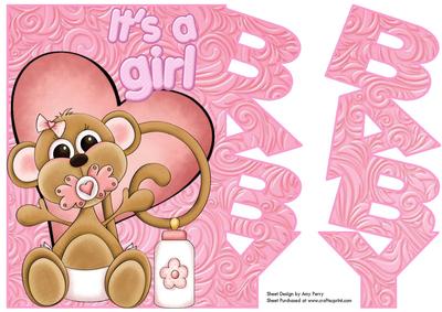 Lovely Baby Monkey Baby Card
