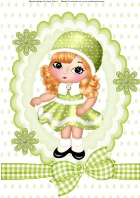 Lovely Little Girl in Green Dress A4