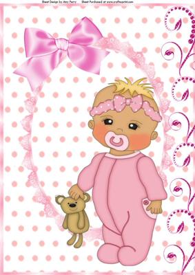 Baby Girl in Pink Baby Grow A4