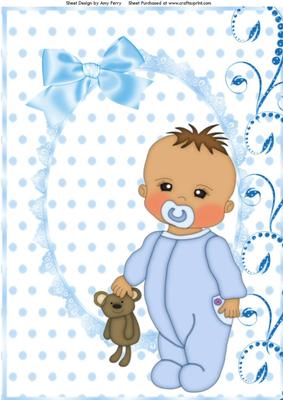 Little Baby Boy in Blue Baby Grow A4