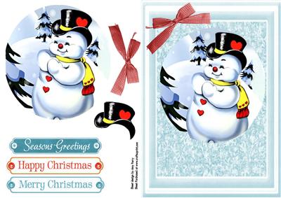Lovely Vintage Oval Snowman