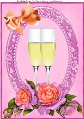 Beautiful Peach & Lilac Rose's with Champagne A4