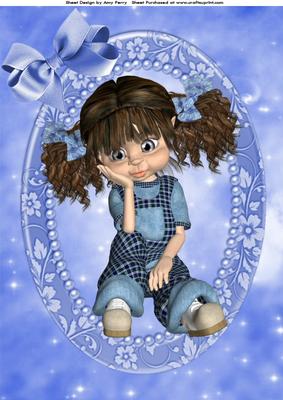 Cute Little Girl with Blue Bow's in Her Hair A4
