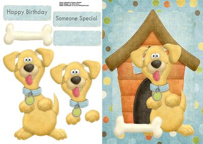 Lovely Large Dog House & Golden Labrador