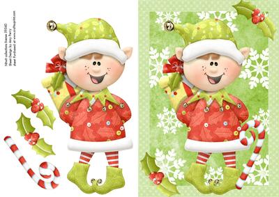 Little Boy Elf in Green Suit