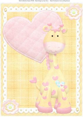 Lovely Giraffe on Pink Heart A4