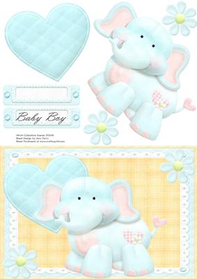 Blue Elephant on Big Blue Heart