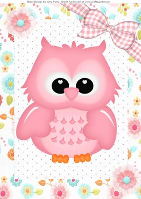 Baby Pink Owl with Baby Pink Bow A4