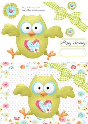 Cute Green Owl with Green Bow