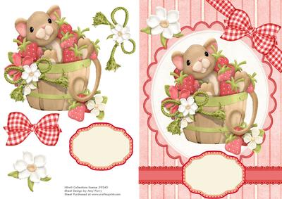 Cute Mouse in a Barrel Full of Strawberries