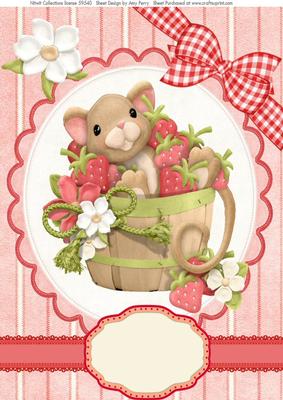Cute Mouse in a Barrel Full of Strawberries A4