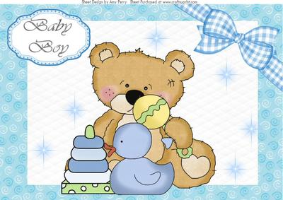 Adorable Baby Boy Teddy with Toy's A4