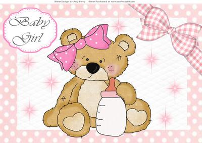 Adorable Baby Girl Teddy with Baby Bottle A4