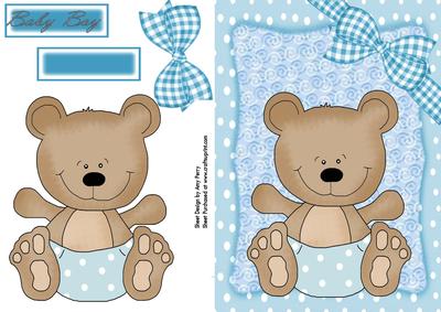 Adorable Bear in Blue Polka Dot Nappy