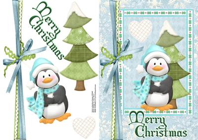 Adorable Penguin with Christmas Tree