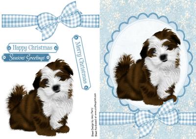 Fluffy Brown & White Christmas Dog