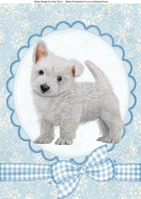 Cute Christmas Westie Puppy A4