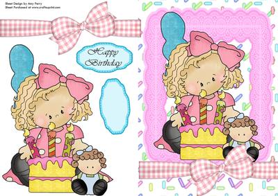 Gorgeous Blonde Girl with Cake & Dolly
