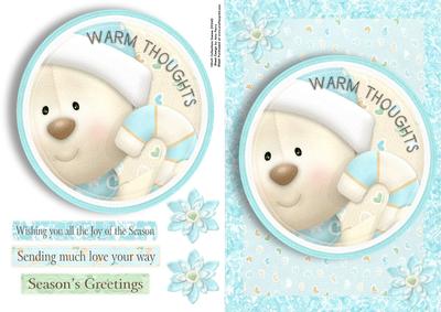 Cute Christmas Bear in Oval Frame