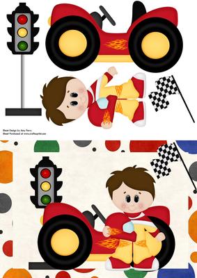 Racer Boy with Red Sports Car
