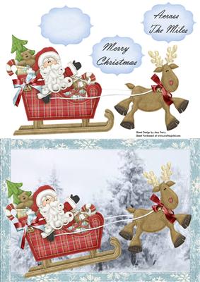 Santa & His Sledge on Snow Scene