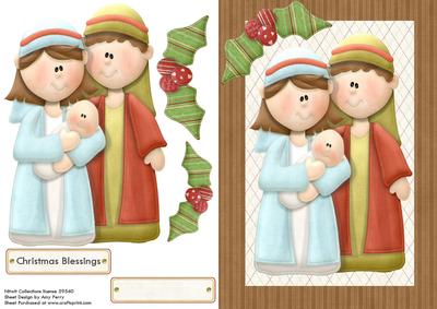 Mary,joseph & Baby Jesus with Large Holly