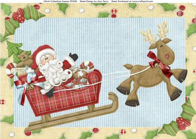 Santa & His Reindeer Guiding the Way A4