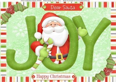 Joy Letters with Santa Poking His Head Out A4