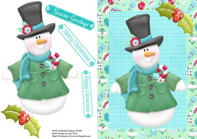 Large Snowman with Dark Green Coat