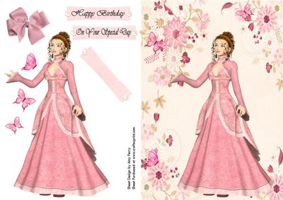 Beautiful Vintage Lady in Dusty Pink Dress