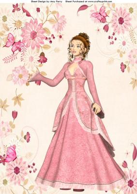 Beautiful Vintage Lady in Dusty Pink Dress A4